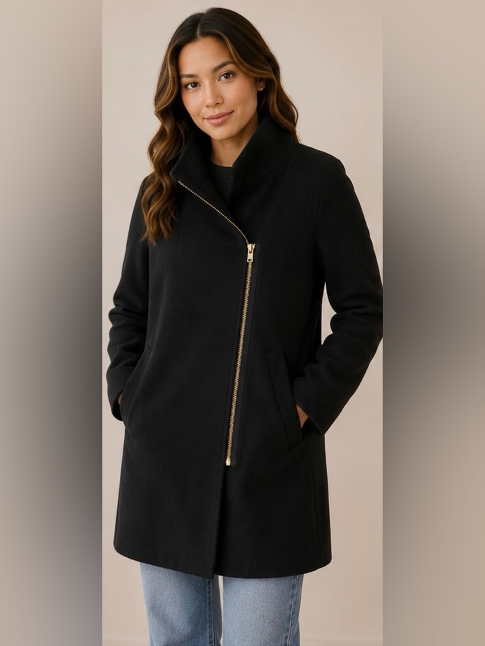 J.Crew Double Cloth Wool Coat Women’s Size 10 Black Zip Jacket